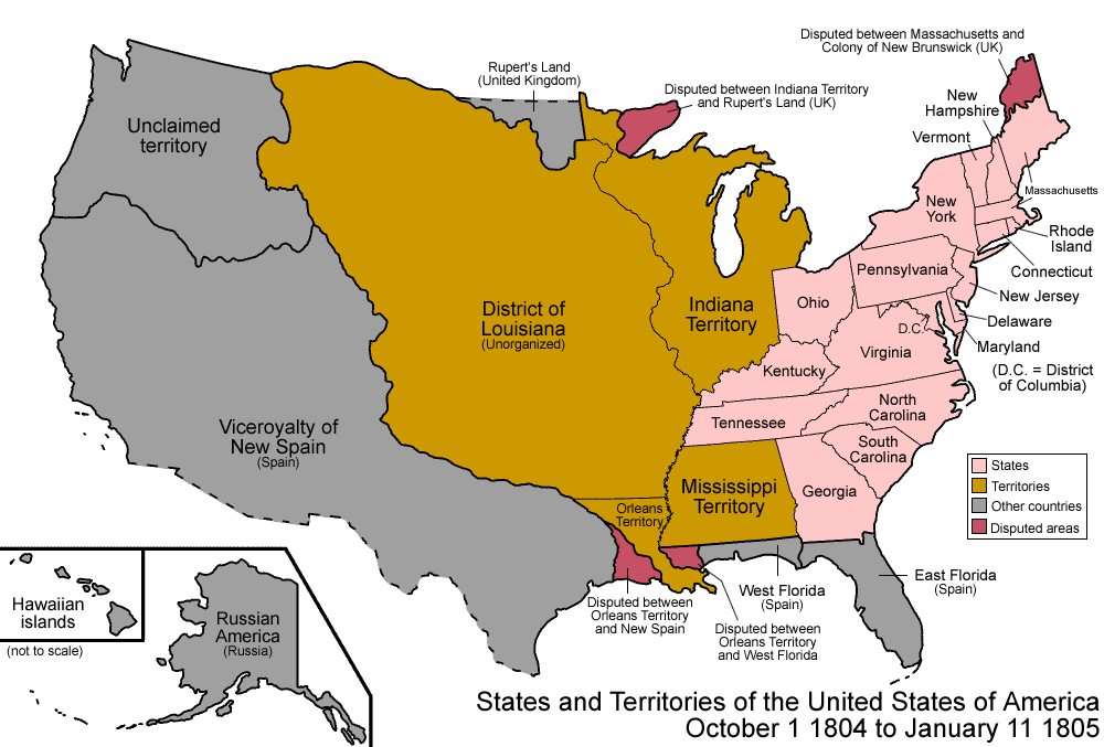 018–States and Territories of the United States of America (October 1, 1804 to January 11, 1805 ...