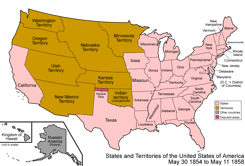 map of kansas nebraska act. Kansas Territory consisted of