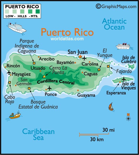 Puerto Rico Map Terrain La Chuleta Congela